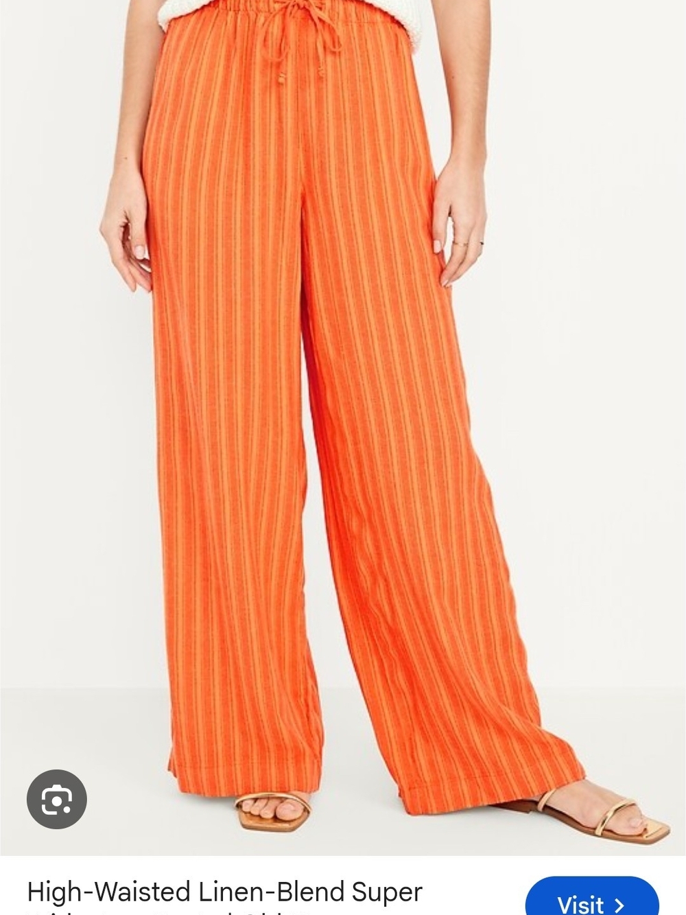 Old Navy Wide-Leg Striped Drawstring Pants in Bright Orange